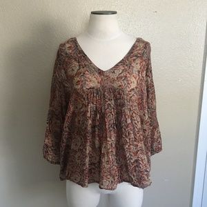 World Market Boho Patterned Top Size L/XL